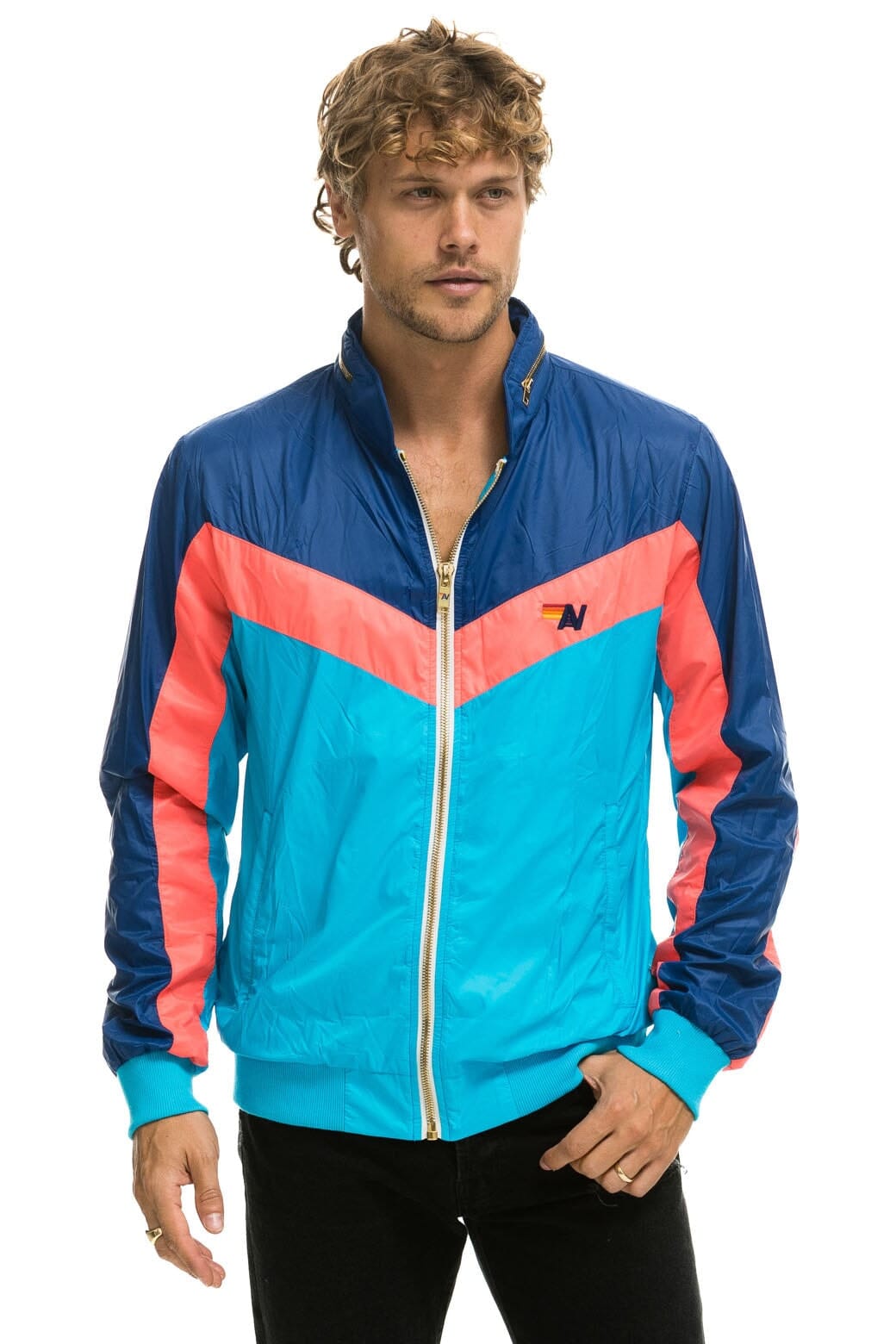 MENS WINDBREAKER JACKET- NEON BLUE