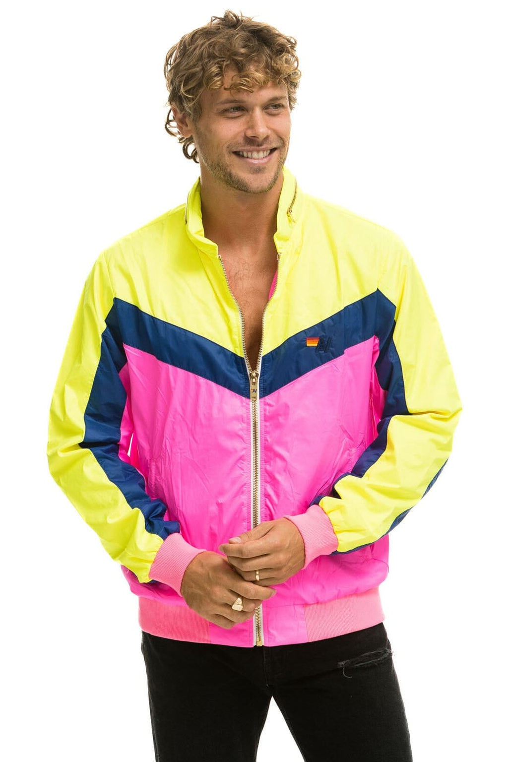 MENS WINDBREAKER JACKET - NEON PINK