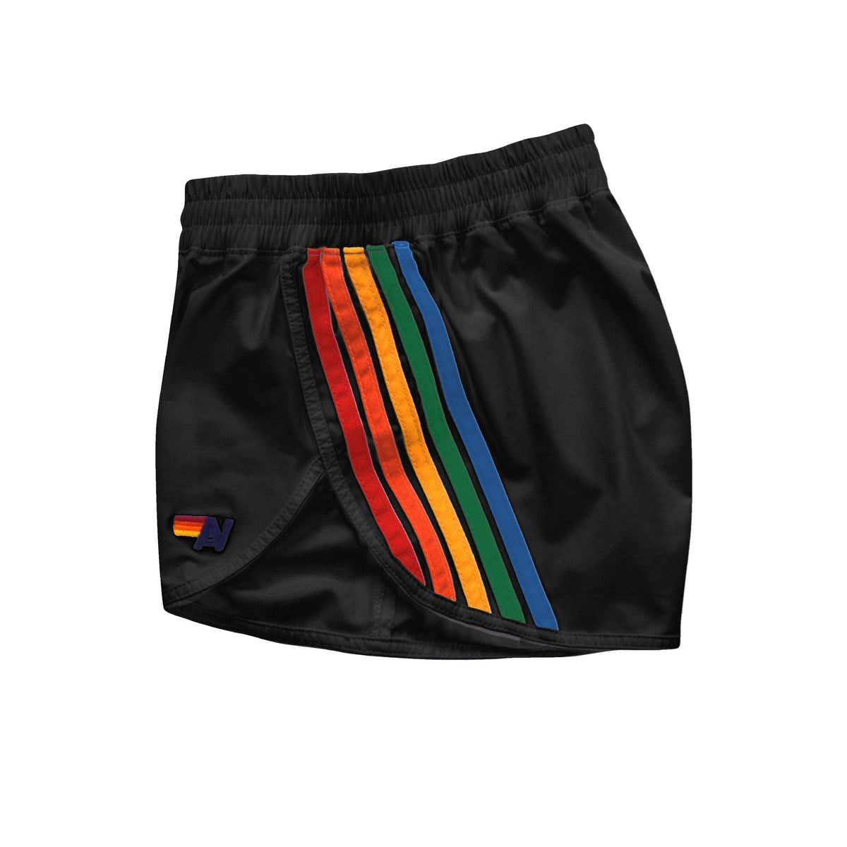WOMENS 5 STRIPE FLEX BOARD SHORTS - BLACK RAINBOW