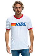 RIDE LOGO RINGER TEE - WHITE RED