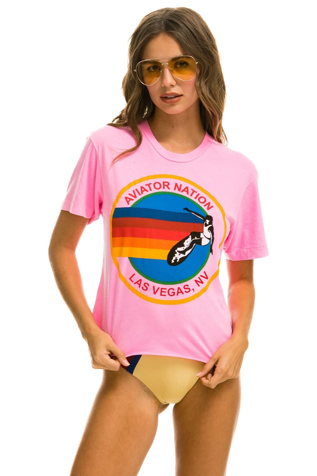 SIGNATURE LAS VEGAS BOYFRIEND TEE - NEON PINK