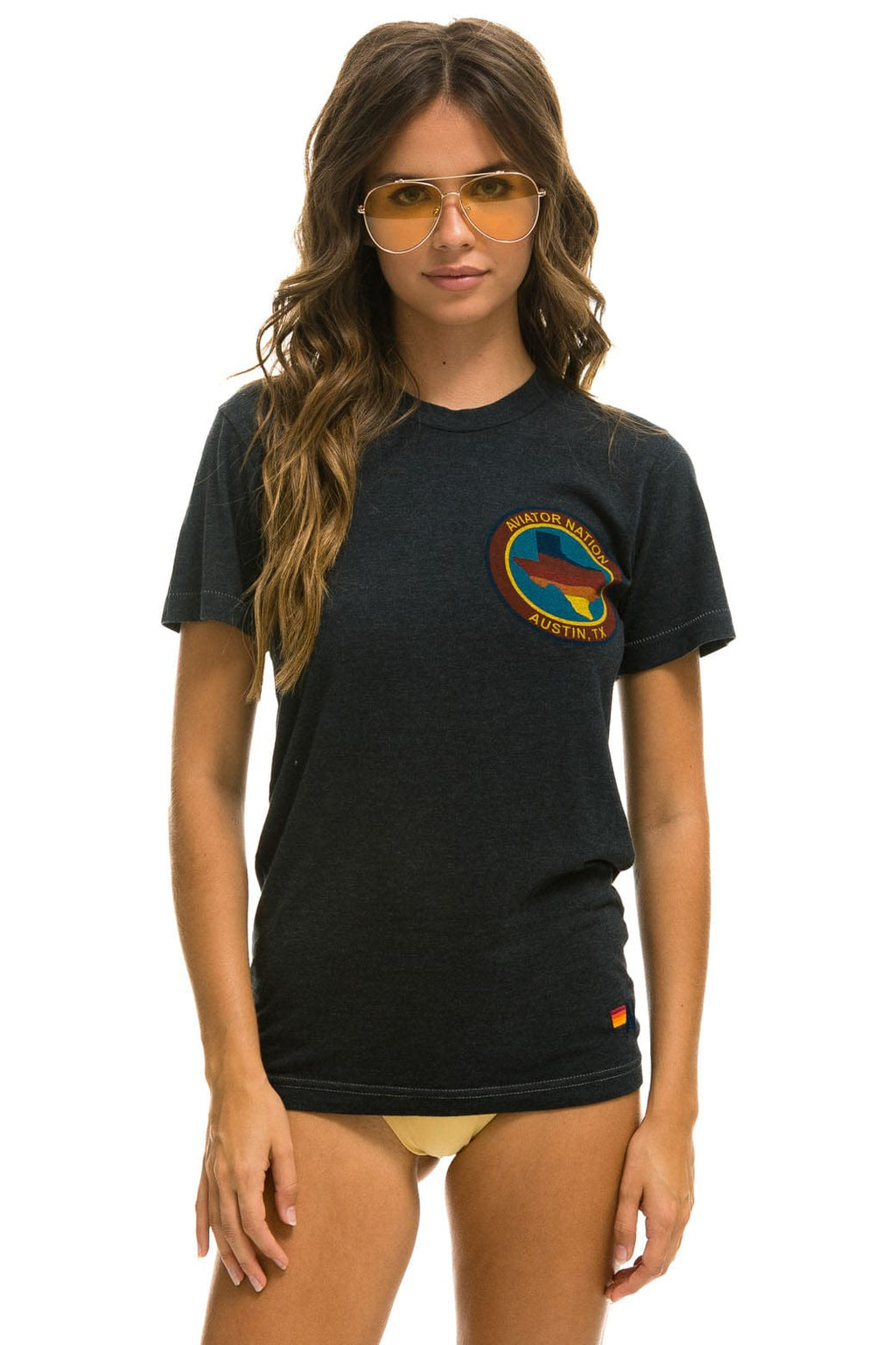 SIGNATURE TEXAS SMALL LOGO TEE - CHARCOAL