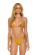 SPARKLE 2 TONE TURKS TRIANGLE BIKINI TOP - GOLD MOCHA