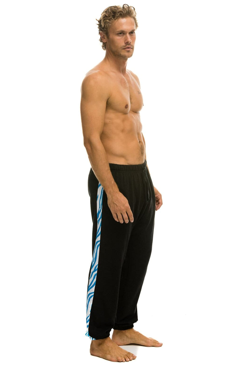 TIGER STRIPE SWEATPANTS - BLACK BLUE TIGER
