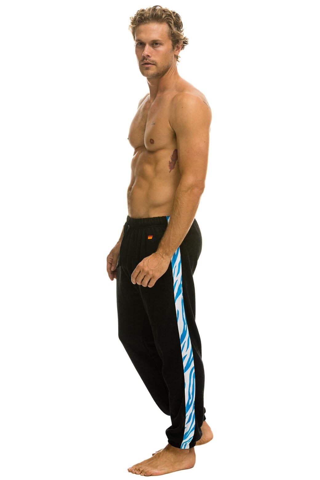 TIGER STRIPE SWEATPANTS - BLACK BLUE TIGER