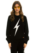 UNISEX BOLT CASHMERE LIGHT SWEATER - BLACK WHITE BOLT