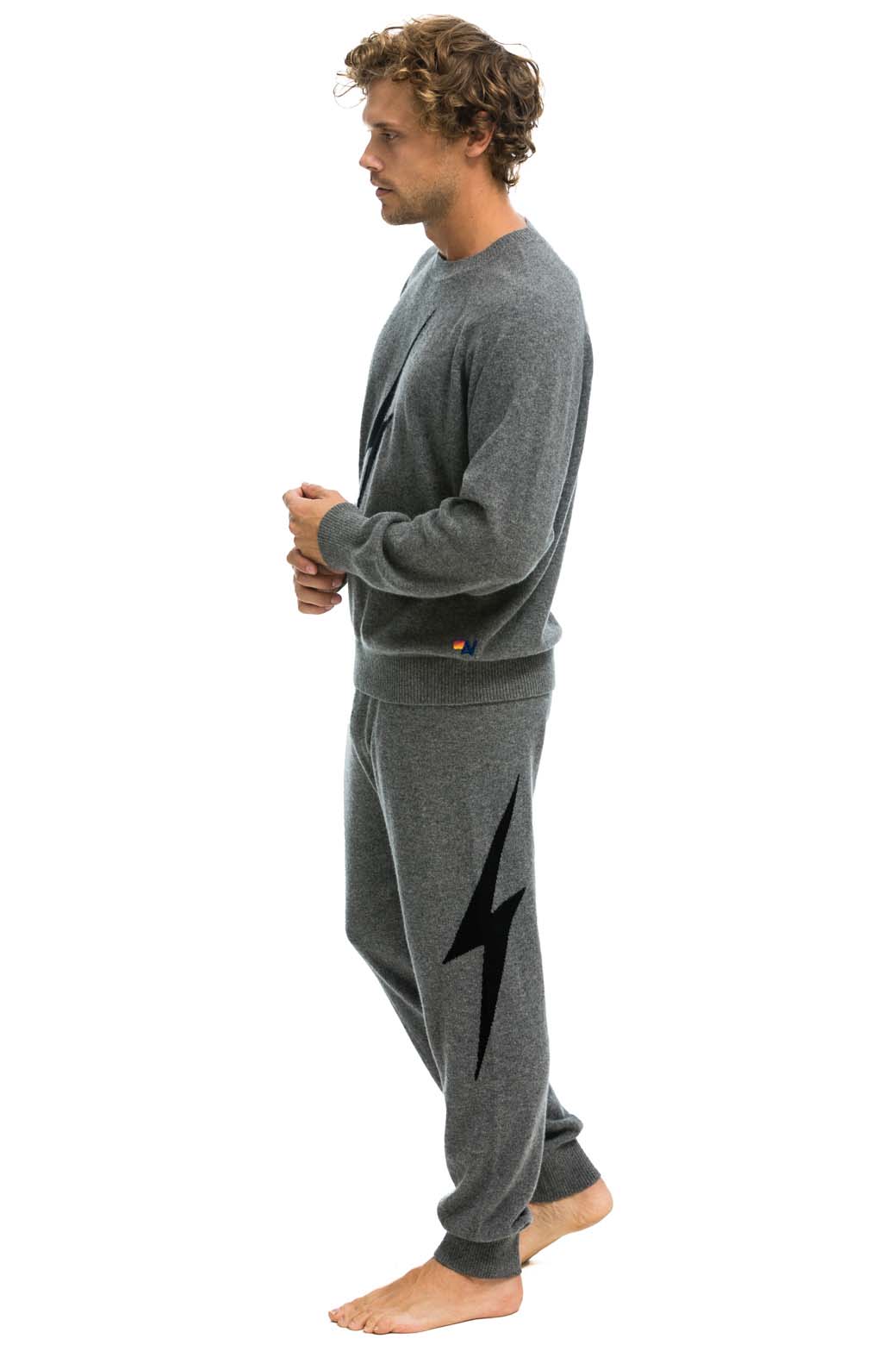 UNISEX BOLT CASHMERE LIGHT SWEATER - DEEP HEATHER BLACK BOLT