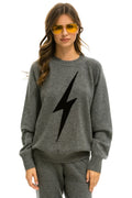 UNISEX BOLT CASHMERE LIGHT SWEATER - DEEP HEATHER BLACK BOLT