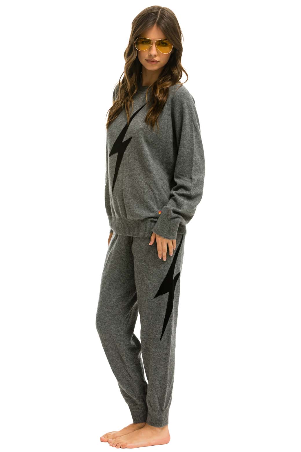 UNISEX BOLT CASHMERE LIGHT SWEATER - DEEP HEATHER BLACK BOLT
