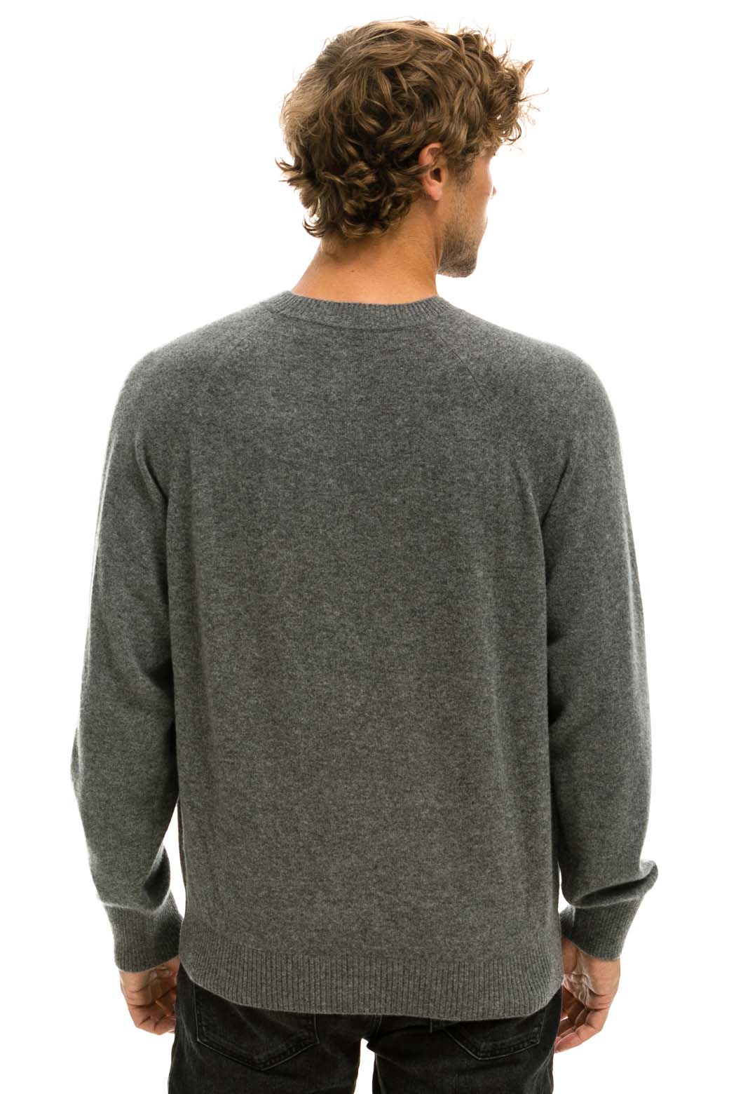 UNISEX BOLT CASHMERE LIGHT SWEATER - DEEP HEATHER BLACK BOLT