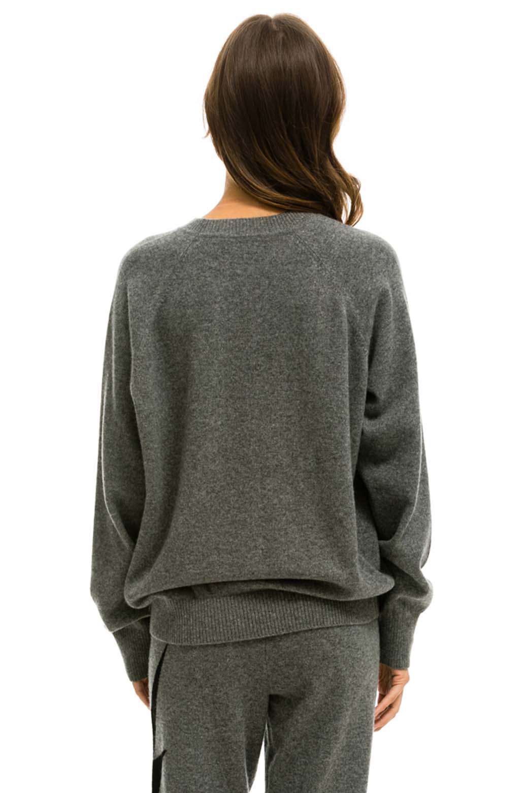 UNISEX BOLT CASHMERE LIGHT SWEATER - DEEP HEATHER BLACK BOLT