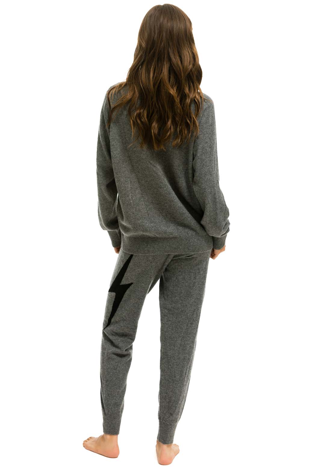 UNISEX BOLT CASHMERE LIGHT SWEATER - DEEP HEATHER BLACK BOLT