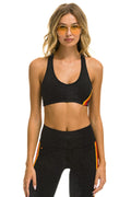 WOMENS 5 STRIPE SPORTS BRA - CHARCOAL