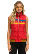 WOMENS 5 STRIPE VEST - CHERRY