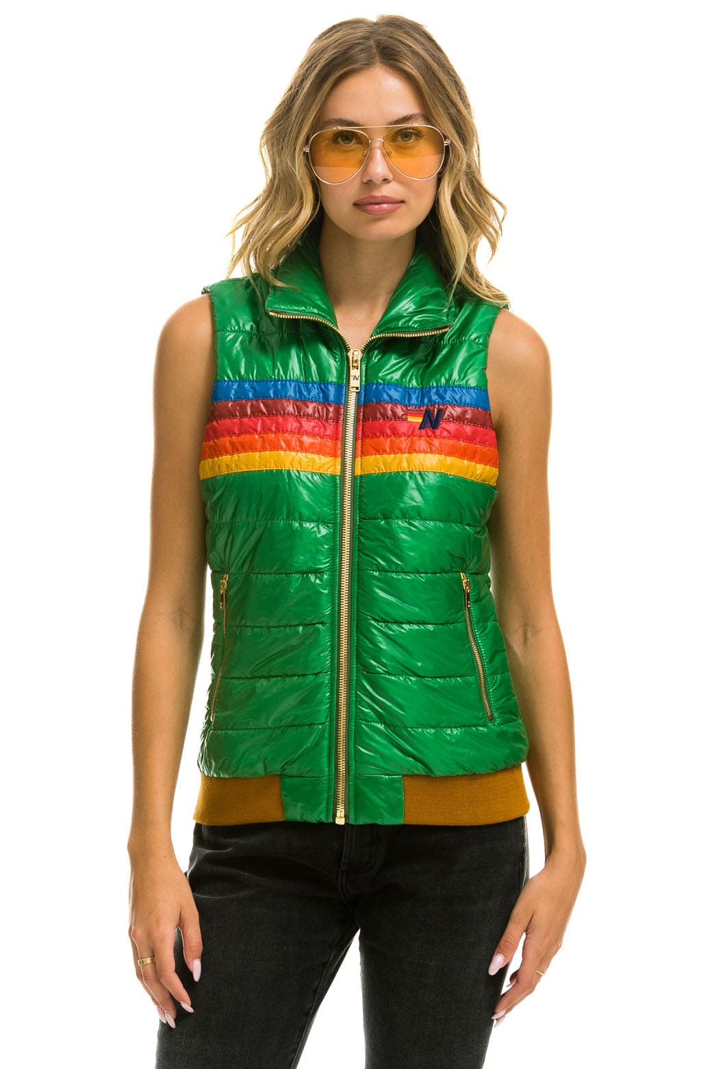 WOMENS 5 STRIPE VEST - GLOSSY AMAZON