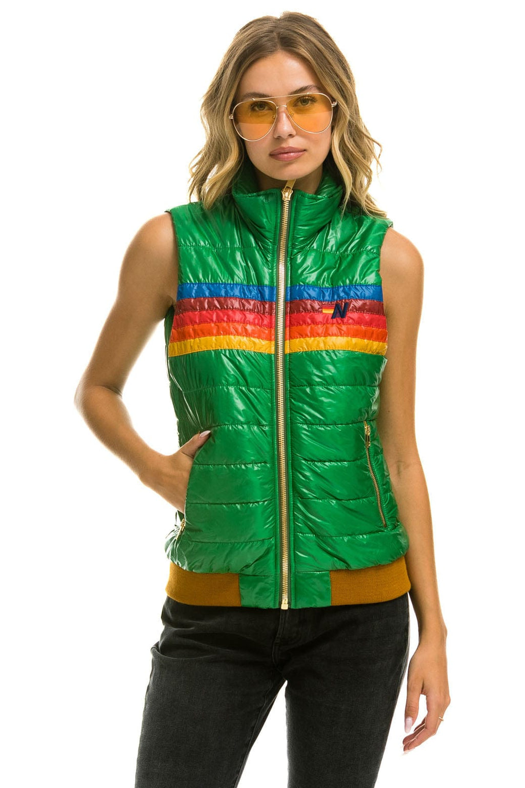 WOMENS 5 STRIPE VEST - GLOSSY AMAZON