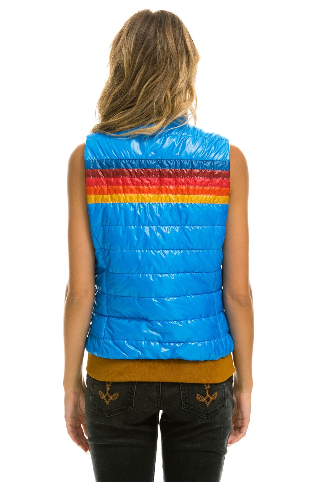 WOMENS 5 STRIPE VEST - GLOSSY BLUE CINA