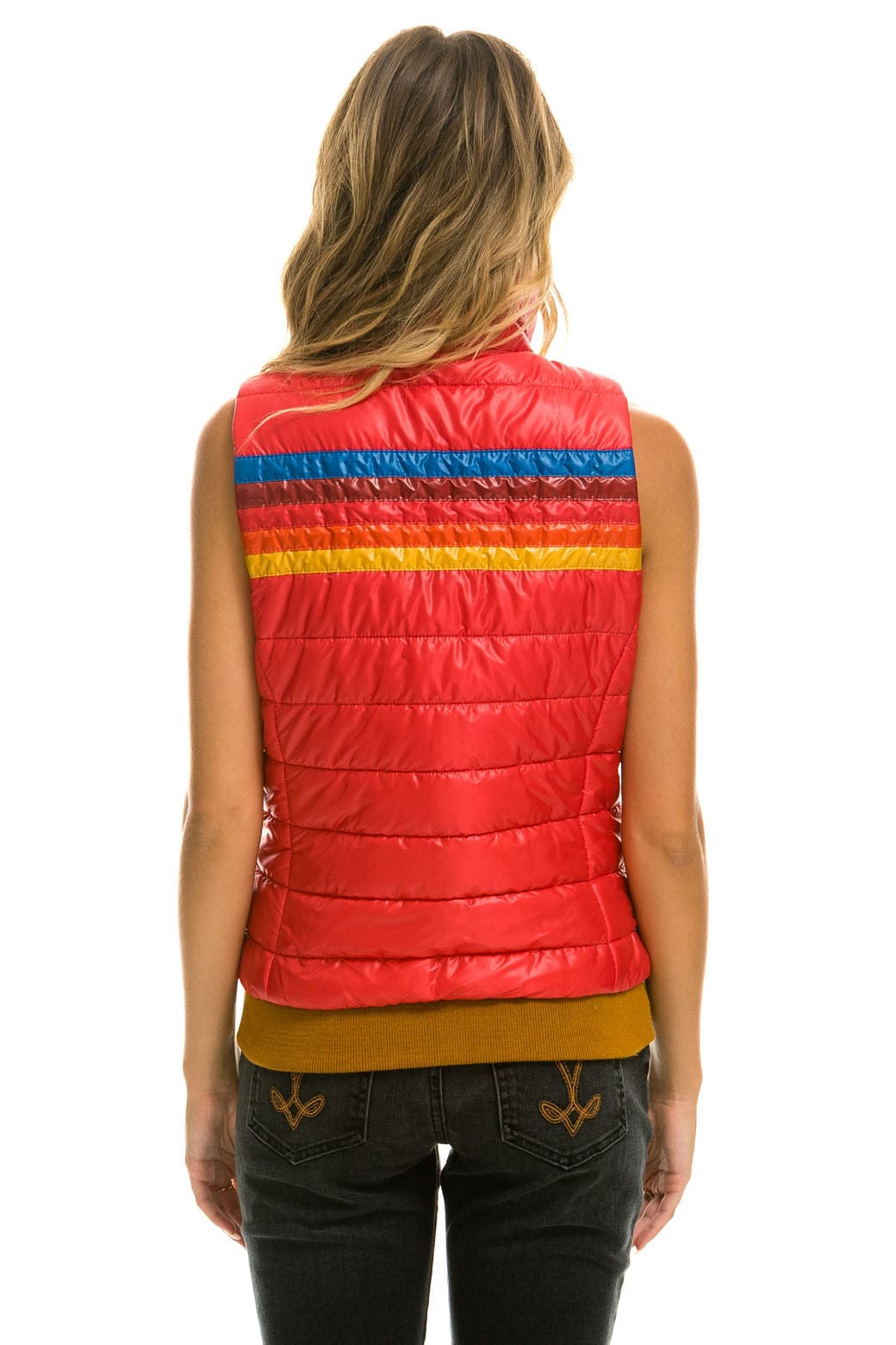 WOMENS 5 STRIPE VEST - GLOSSY CHERRY