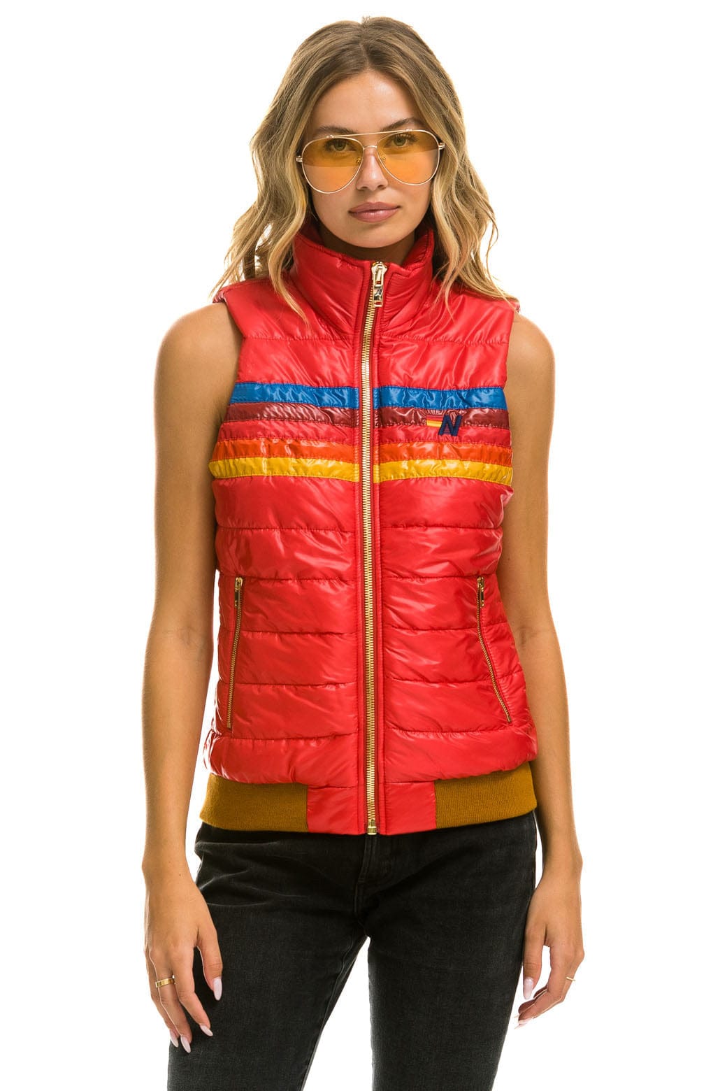 WOMENS 5 STRIPE VEST - GLOSSY CHERRY