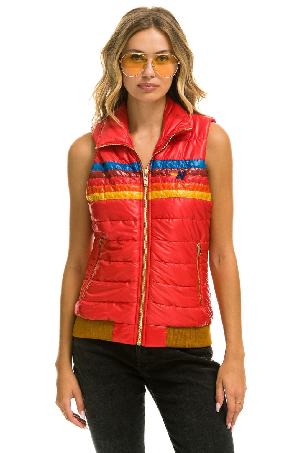 WOMENS 5 STRIPE VEST - GLOSSY CHERRY
