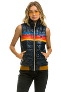 WOMENS 5 STRIPE VEST - GLOSSY NAVY