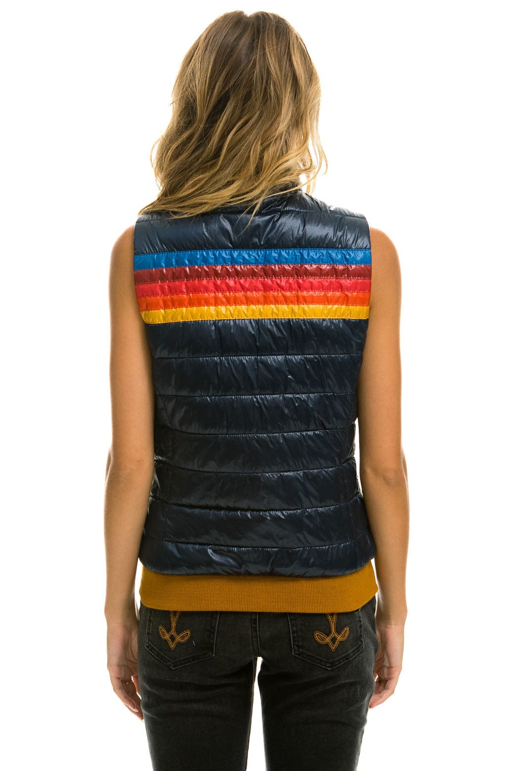 WOMENS 5 STRIPE VEST - GLOSSY NAVY
