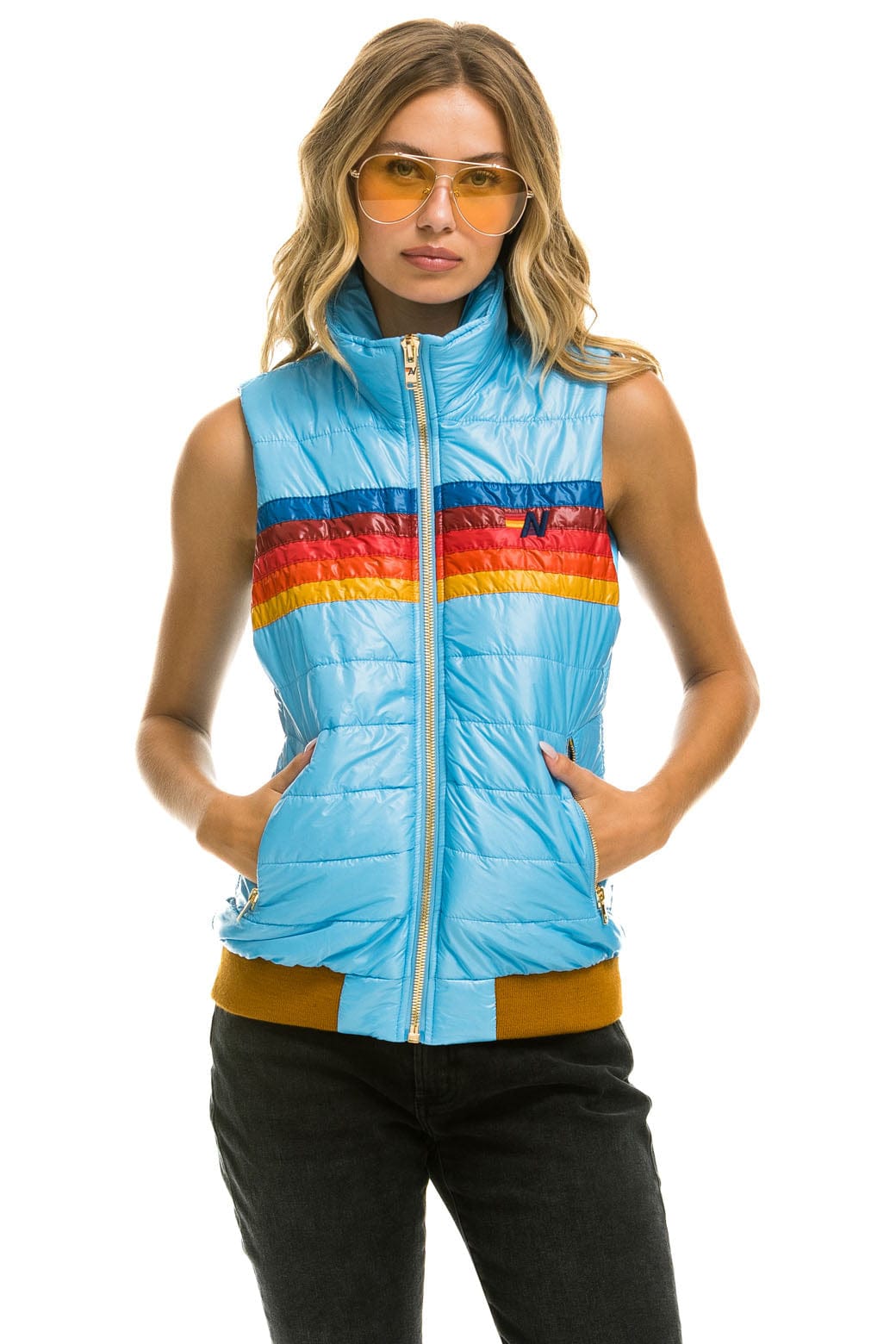 WOMENS 5 STRIPE VEST - GLOSSY SKY