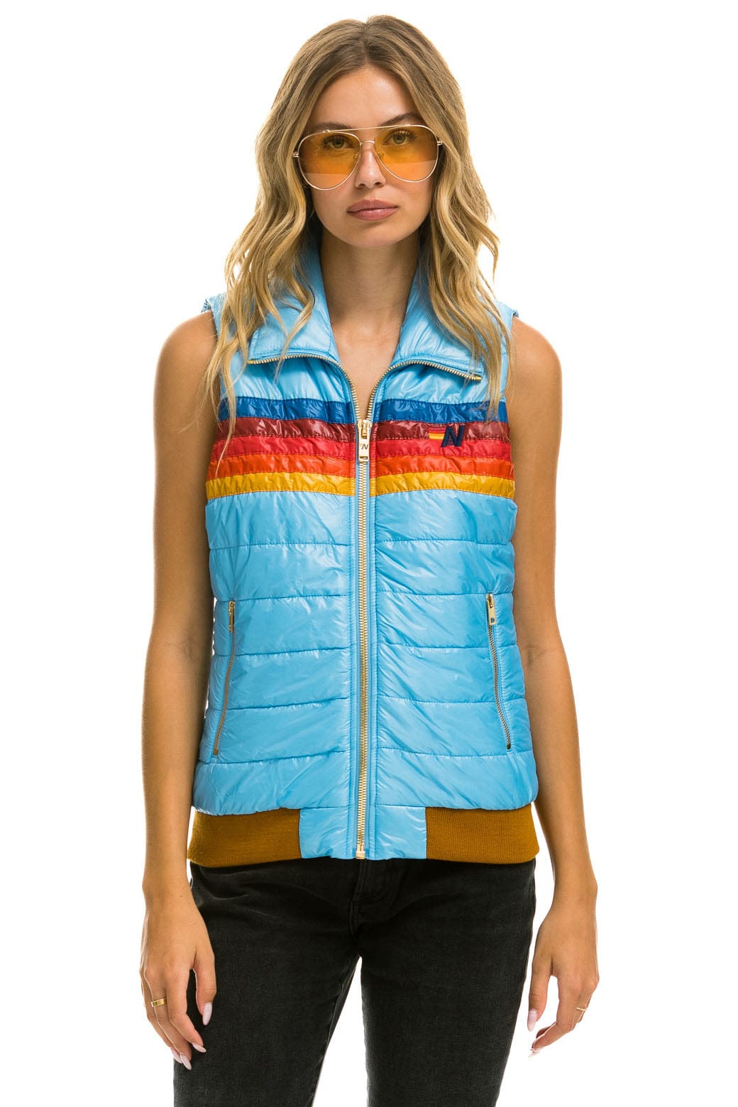 WOMENS 5 STRIPE VEST - GLOSSY SKY