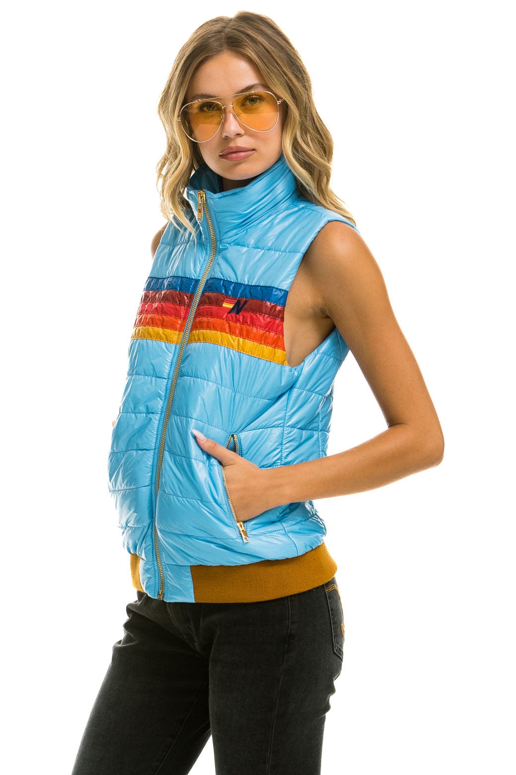 WOMENS 5 STRIPE VEST - GLOSSY SKY