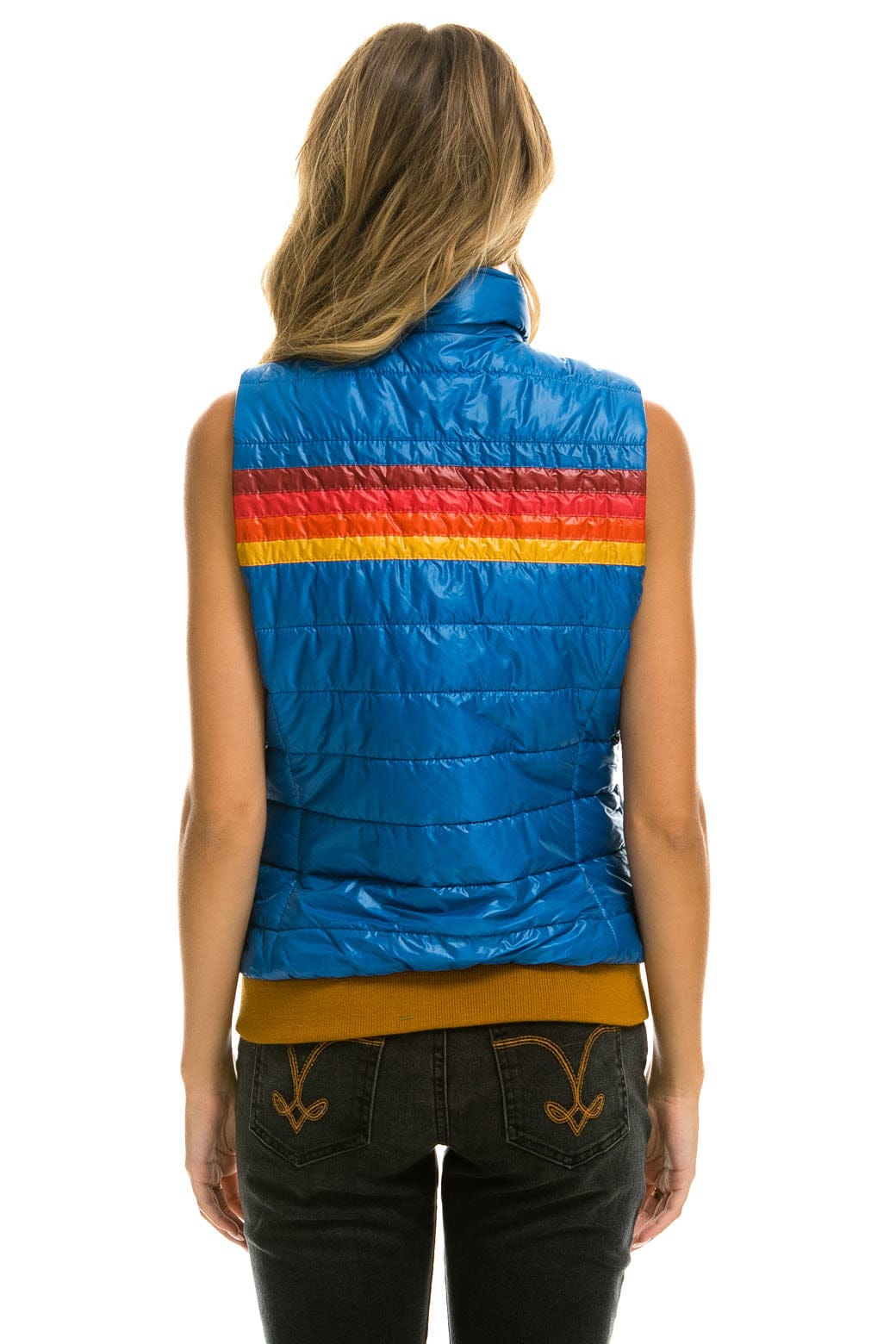 WOMENS 5 STRIPE VEST - GLOSSY SNORKEL BLUE