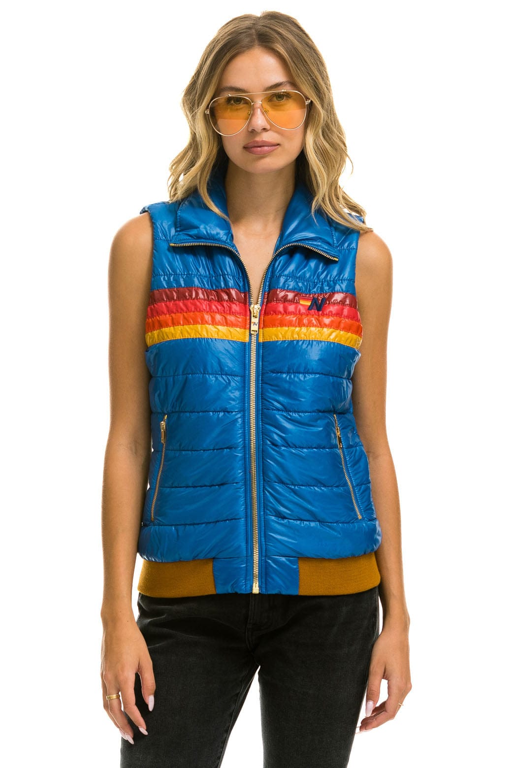 WOMENS 5 STRIPE VEST - GLOSSY SNORKEL BLUE
