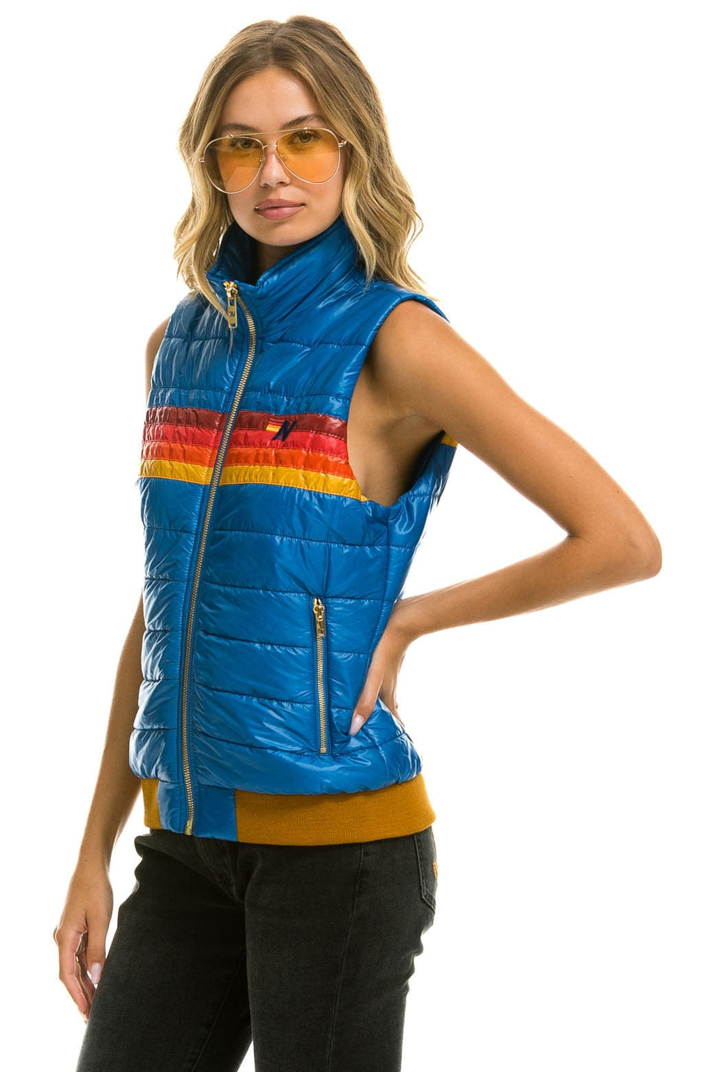 WOMENS 5 STRIPE VEST - GLOSSY SNORKEL BLUE