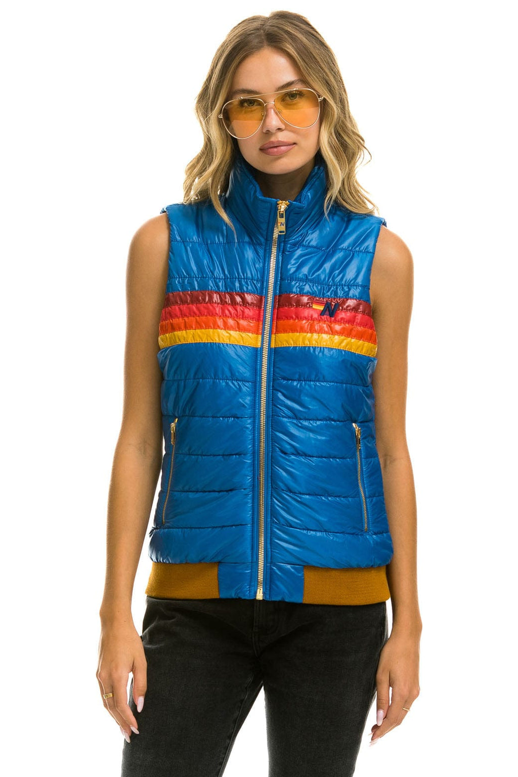 WOMENS 5 STRIPE VEST - GLOSSY SNORKEL BLUE