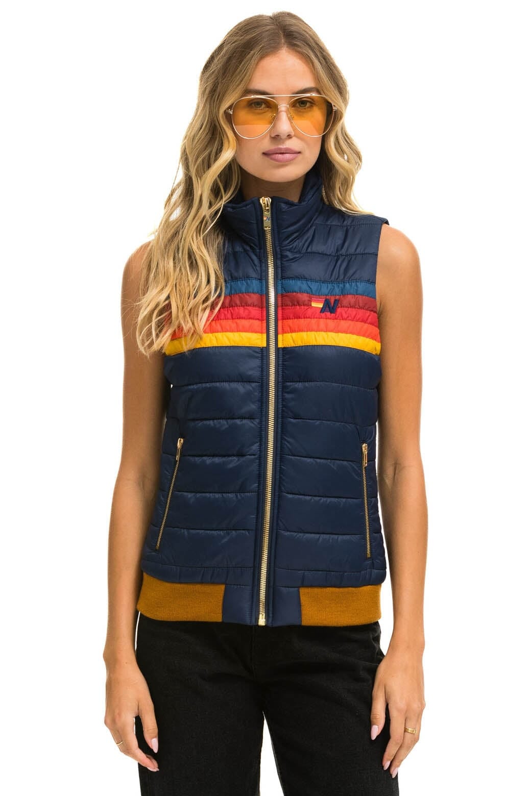 WOMENS 5 STRIPE VEST - NAVY