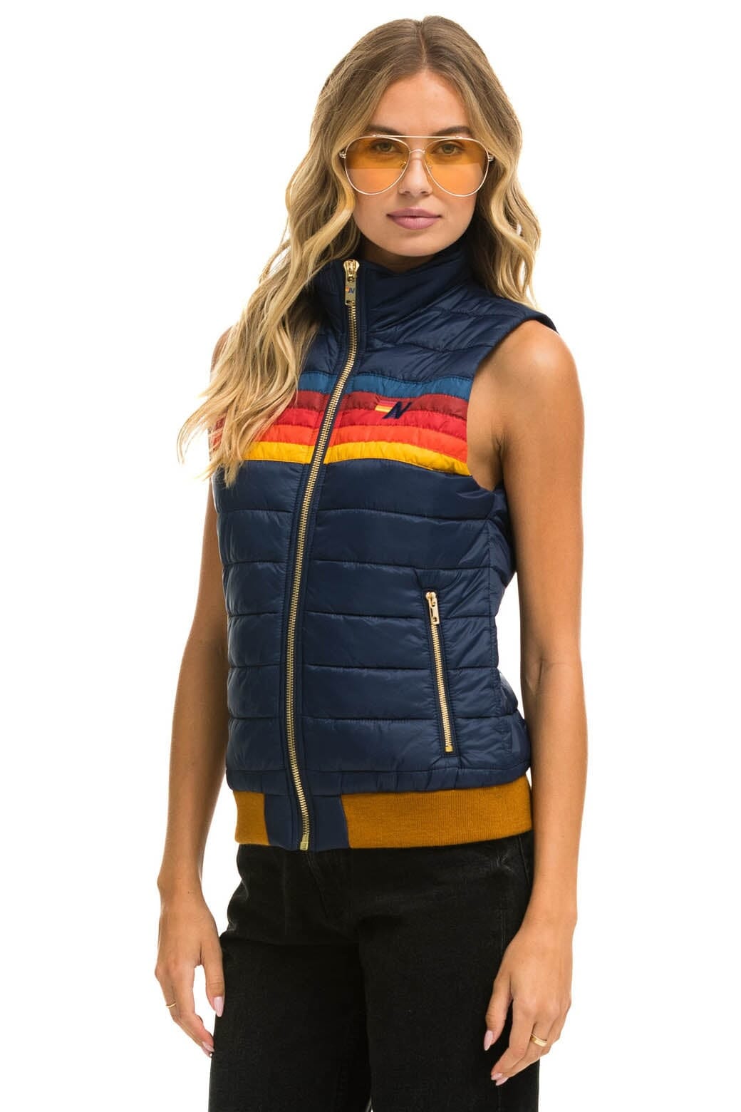 WOMENS 5 STRIPE VEST - NAVY