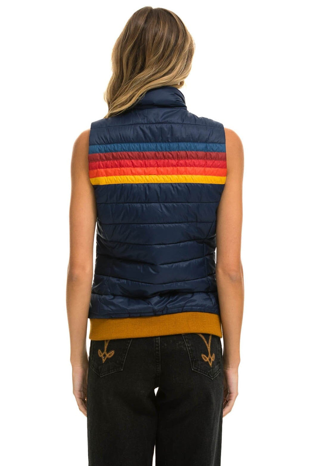 WOMENS 5 STRIPE VEST - NAVY