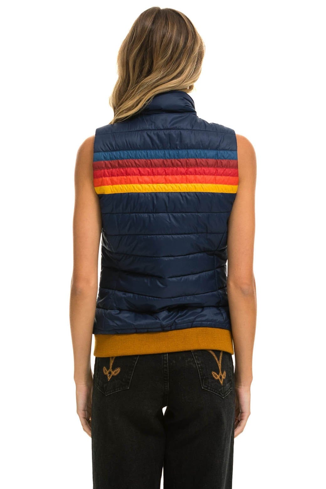 WOMENS 5 STRIPE VEST - NAVY