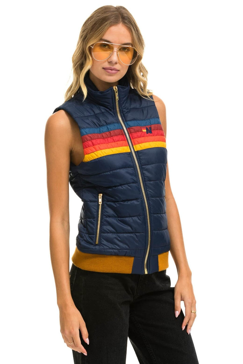 WOMENS 5 STRIPE VEST - NAVY