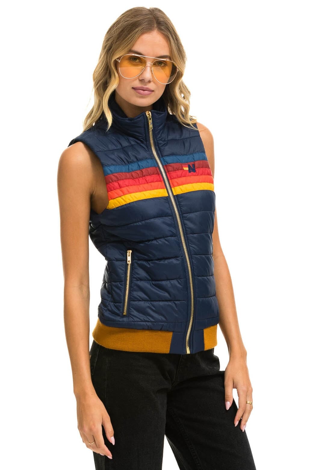 WOMENS 5 STRIPE VEST - NAVY
