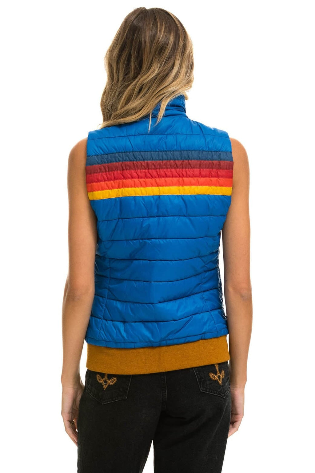 WOMENS 5 STRIPE VEST - SNORKEL BLUE