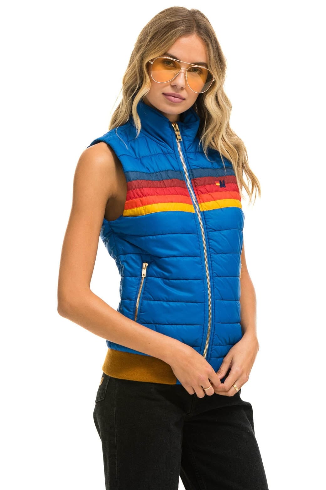 WOMENS 5 STRIPE VEST - SNORKEL BLUE