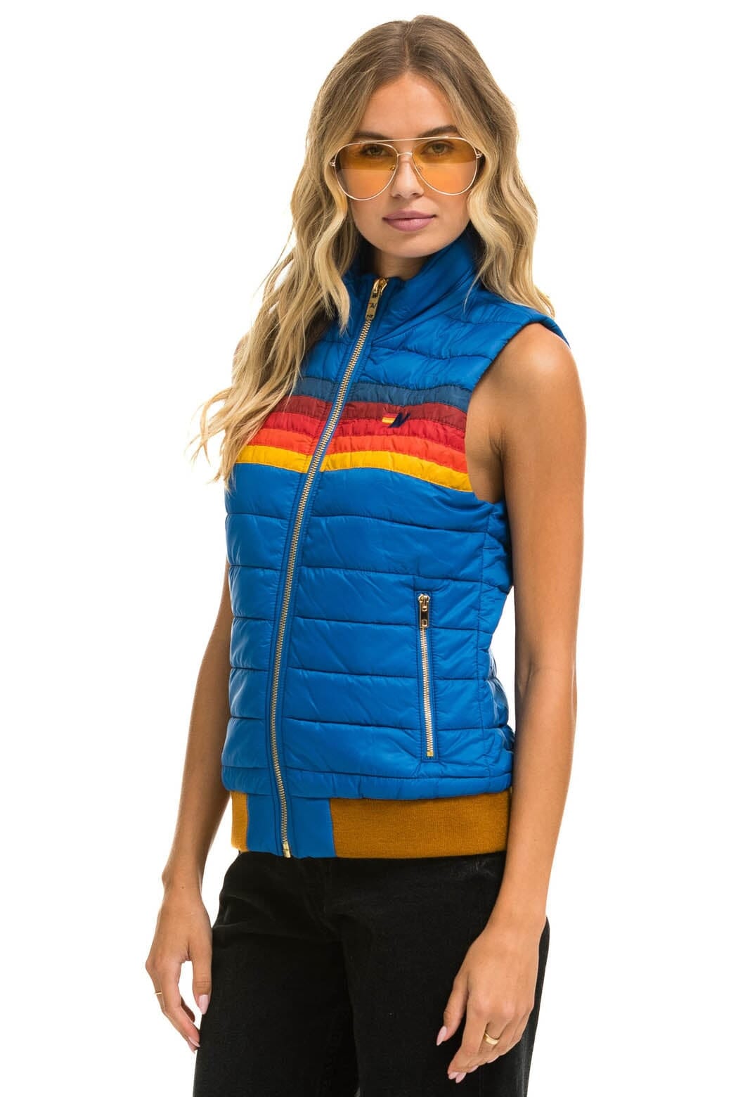 WOMENS 5 STRIPE VEST - SNORKEL BLUE