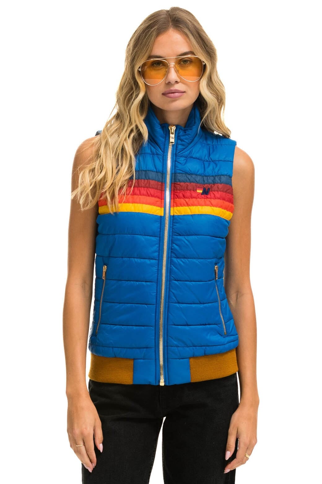 WOMENS 5 STRIPE VEST - SNORKEL BLUE