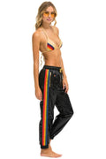 WOMENS 5 STRIPE WIND PANT - BLACK GLOSSY