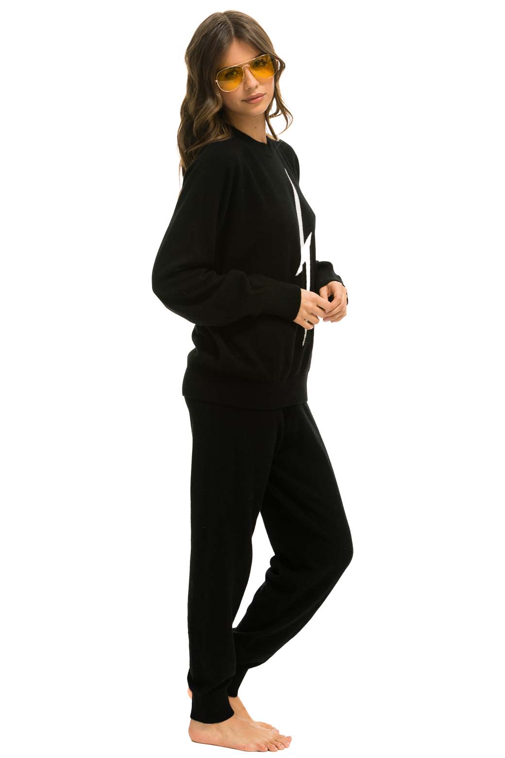 BOLT CASHMERE LIGHT SWEATER PANT - BLACK WHITE BOLT