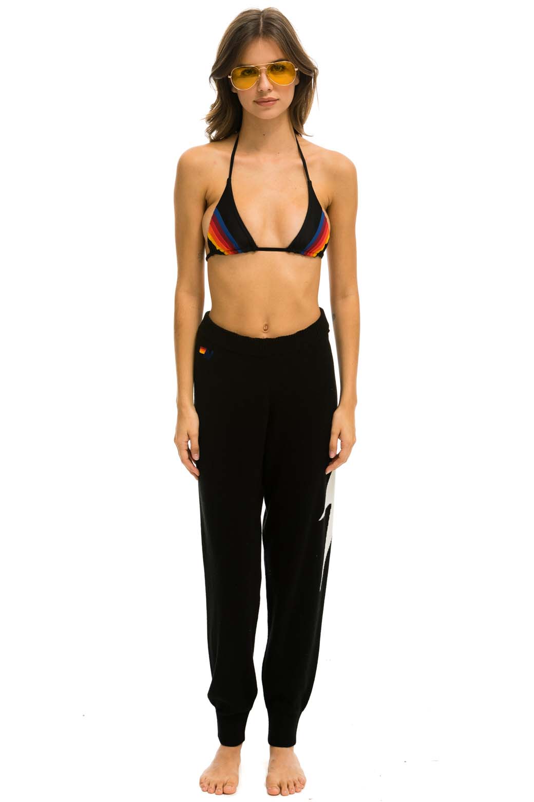 BOLT CASHMERE LIGHT SWEATER PANT - BLACK WHITE BOLT