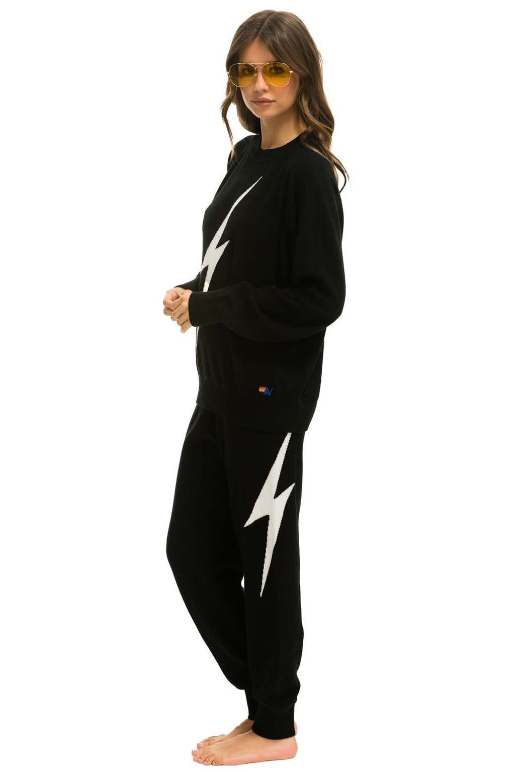 BOLT CASHMERE LIGHT SWEATER PANT - BLACK WHITE BOLT