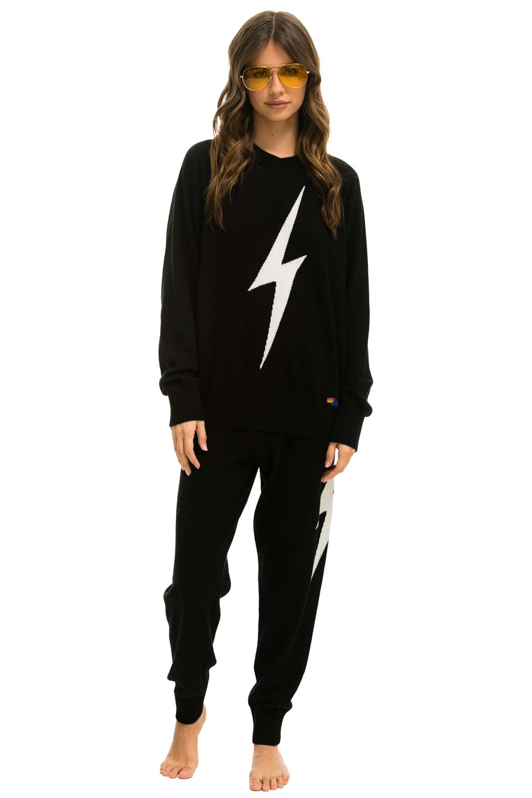 BOLT CASHMERE LIGHT SWEATER PANT - BLACK WHITE BOLT