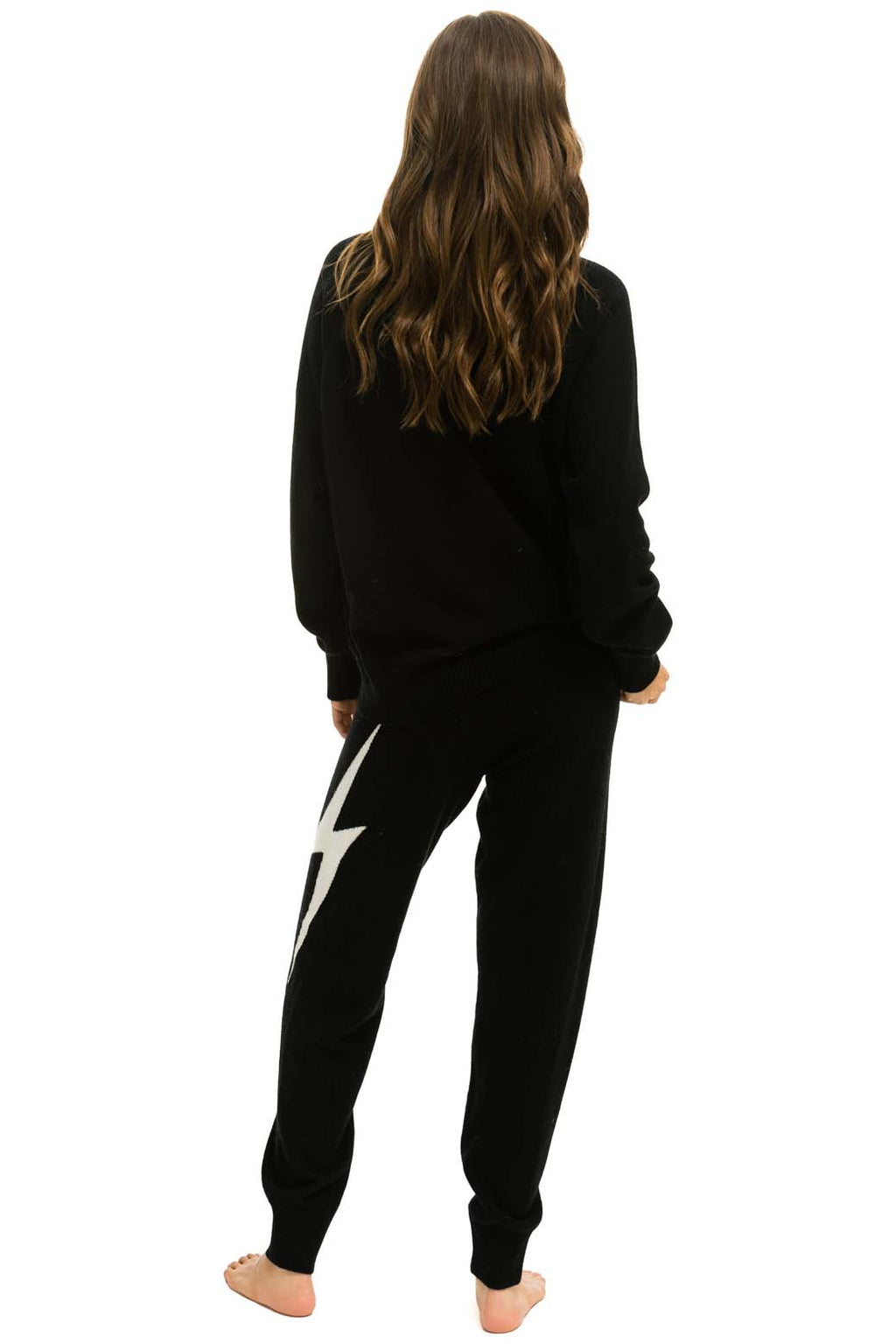 BOLT CASHMERE LIGHT SWEATER PANT - BLACK WHITE BOLT