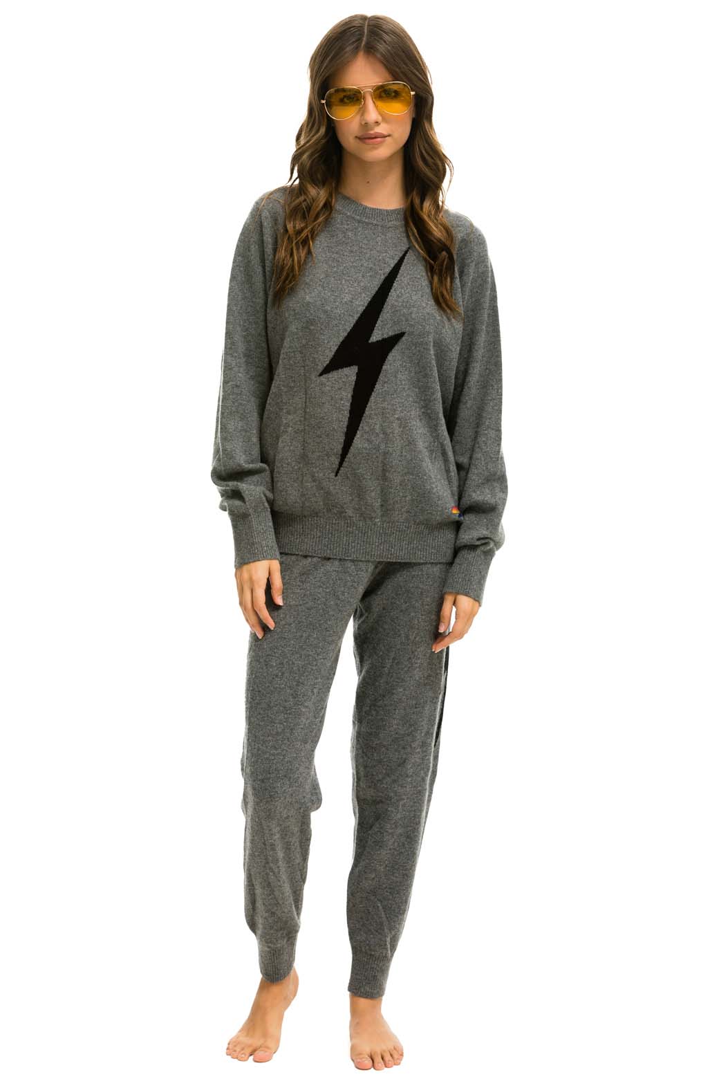 BOLT CASHMERE LIGHT SWEATER PANT - DEEP HEATHER BLACK BOLT